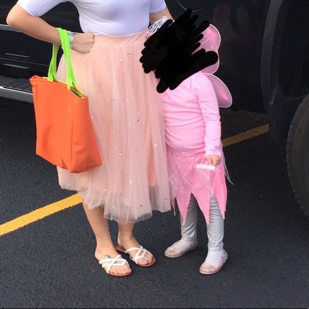 Windsor light pink tulle skirt with silver rhinestones